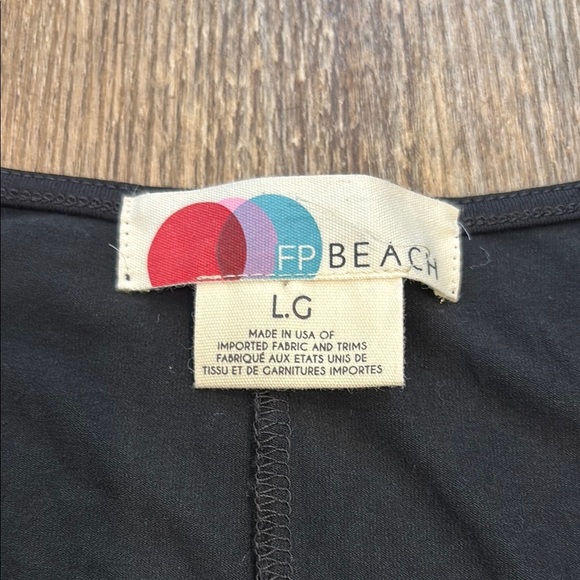 Free People Beach Black Long Sleeve Drape Coverup Swim Dress Women's Size Large - Picture 3 of 9